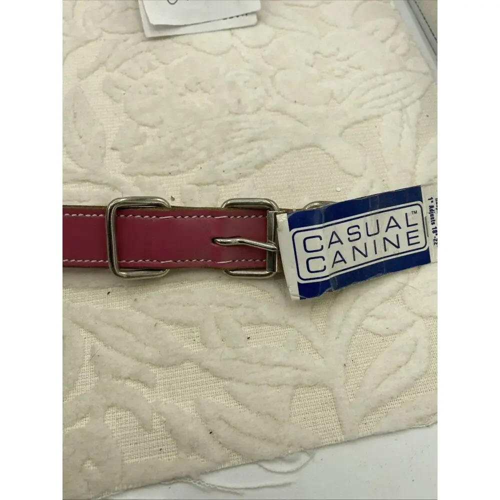 Casual Canine Rasberry Sorbet Lea Stitched Dog Collar 1” Adjusts 18” -22”NWT